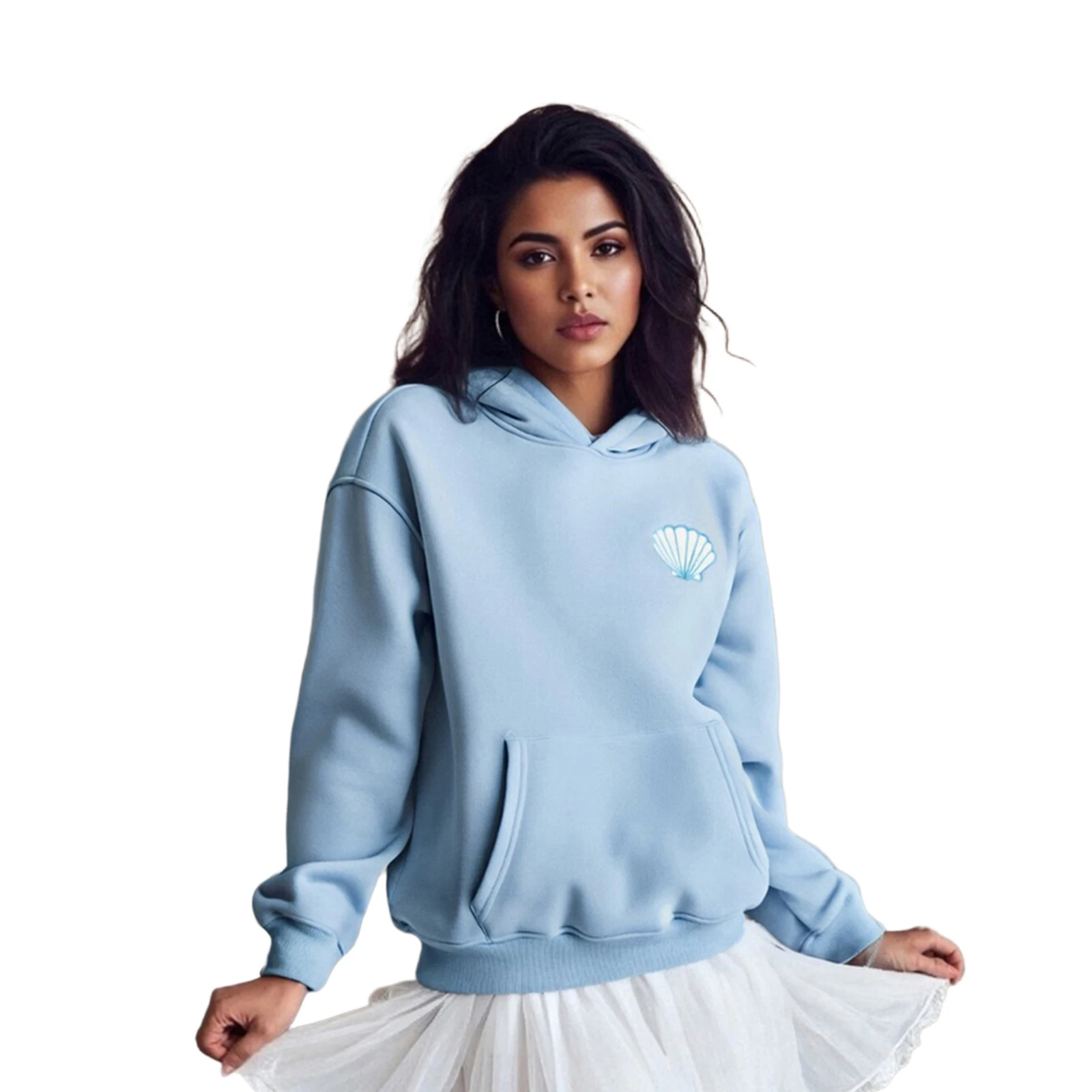 

Женские осенние повседневные толстовки с цветочной вышивкой кокосовой пальмы, свободный свитшот с длинными рукавами, осенне-зимняя одежда