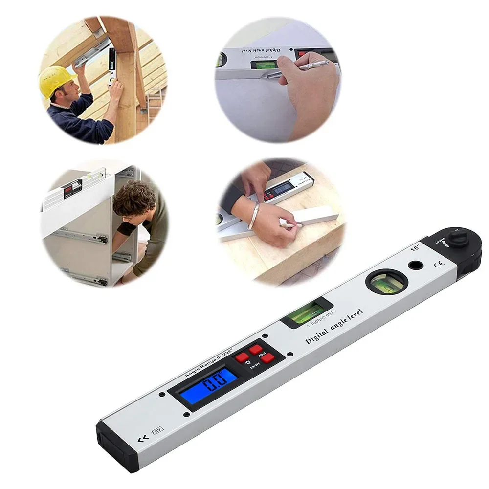 Pencari Sudut Digital 400mm/16 inci 0-225 °   Protractor Spirit Level dengan Level Bubble |   Alat Ukur Presisi untuk Pertukangan Kayu, Konstruksi