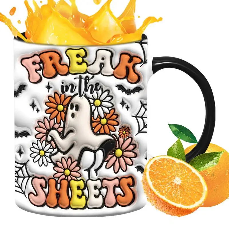 350ml Halloween ghost design Ceramic Ghost Mug Ghost Drinking Cup Ceramic Espresso Cup Spooky Tea Mug Breakfast Milk Cup