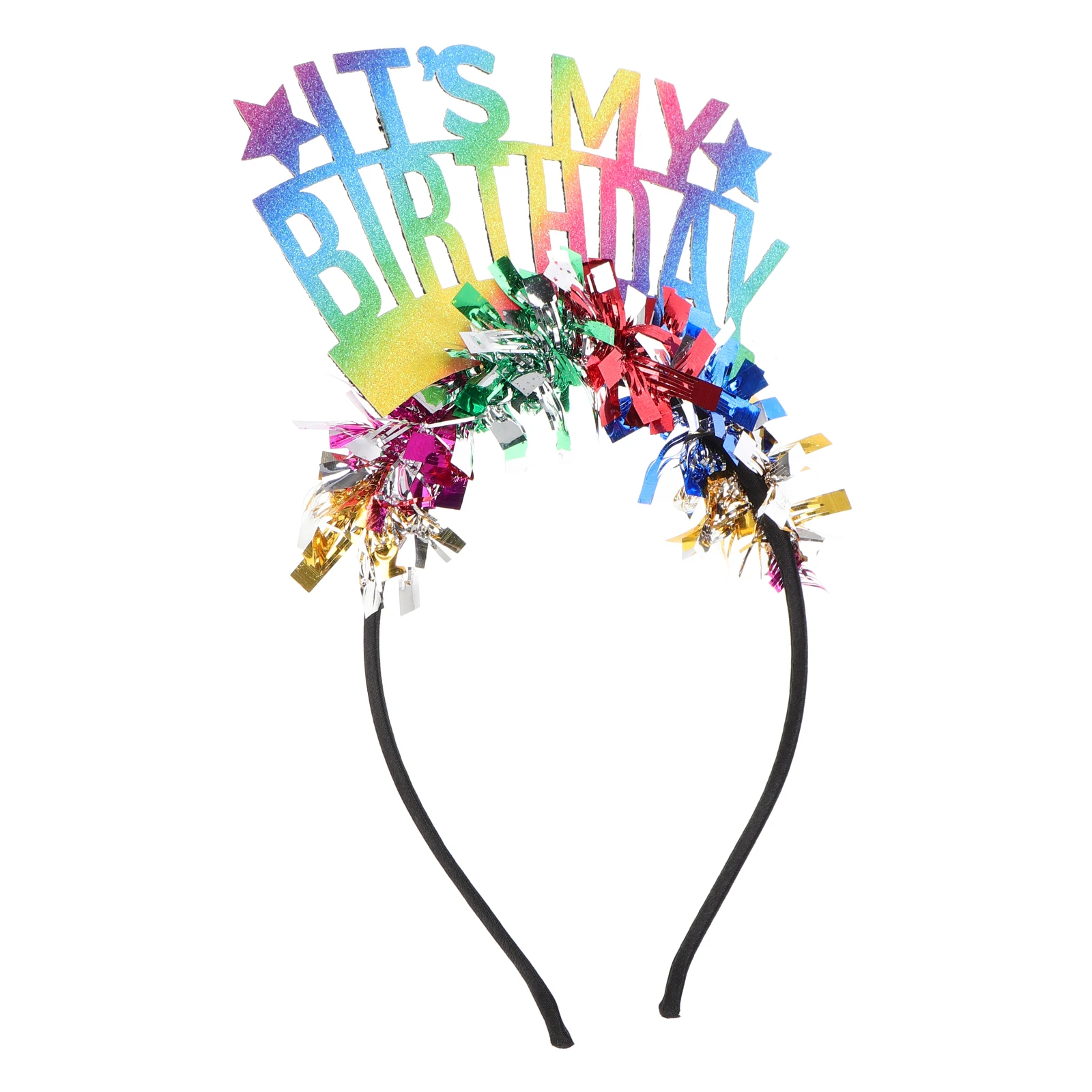 

2025 Glitter Birthday Headband for Women Kids Colorful Tassel Decor Happy Birthday Crown Tiara Hairband Comfortable Fit Party