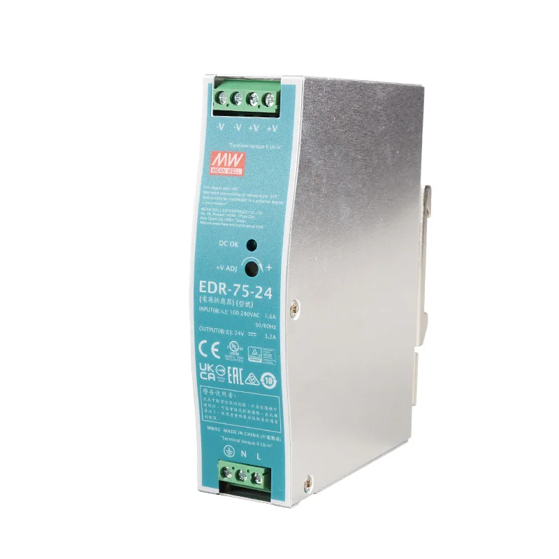 مخرج واحد EDR-75-24 75W 24V 3.2A Meanwell تحويل التيار الكهربائي للأتمتة الصناعية