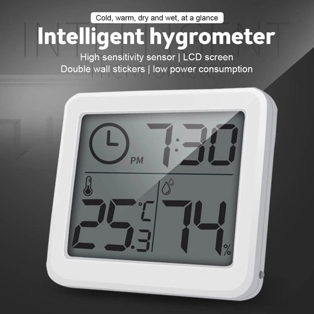 Multifunction Thermometer Hygrometer 3.2inch LCD Screen Automatic Electronic Temperature Humidity Monitor Household Thermometer