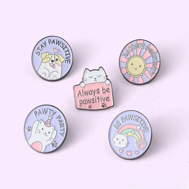 Custom Lovely Cat Dog Enamel Pins Kawaii Kitties Puppies Brooches Backpack Badges Lapel Pins Jewely Gifts for Friend Wholesale