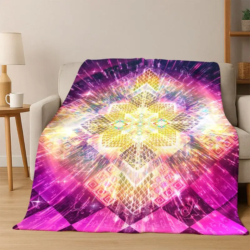 Yoga Cosmic energy Rainbow 20 Chakra Meditation Flannel Blanket Soft Warm Throw Blanket for Bedroom Living Room Bed Travel gift