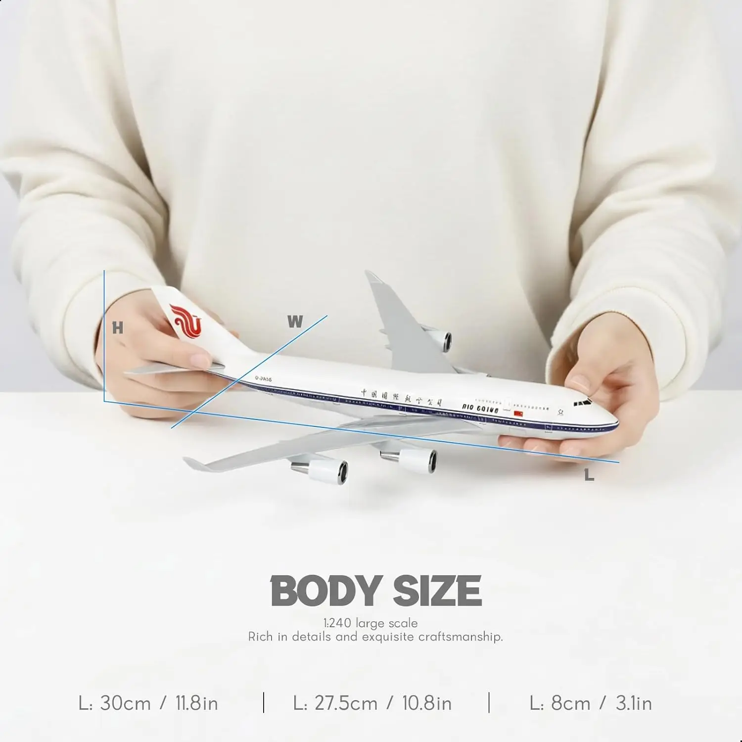 1/240 Scale Air China B747 30cm Resin Aircraft Model with Display Base Adult Aviation-Themed Gift or Decorative Item