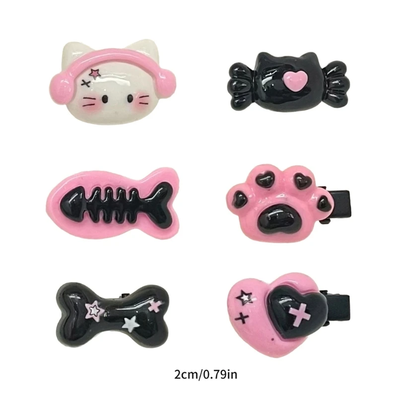 1pc doce grampo de cabelo bonito cabeça de gato plástico mini hairpin presilhas para mulheres y2k meninas gótico punk cocar acessórios para o cabelo