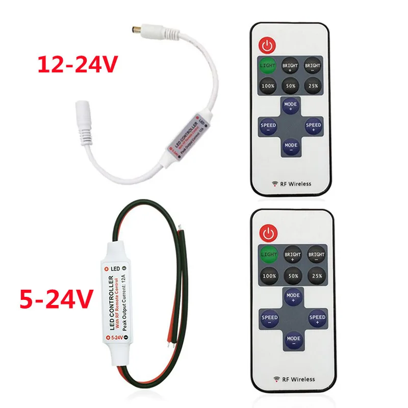 11keys jednokolorowy ściemniacz Led Mini taśma LED światła RF bezprzewodowy kontroler ściemniania DC 5 ~ 24V taśma LED pilot 6A