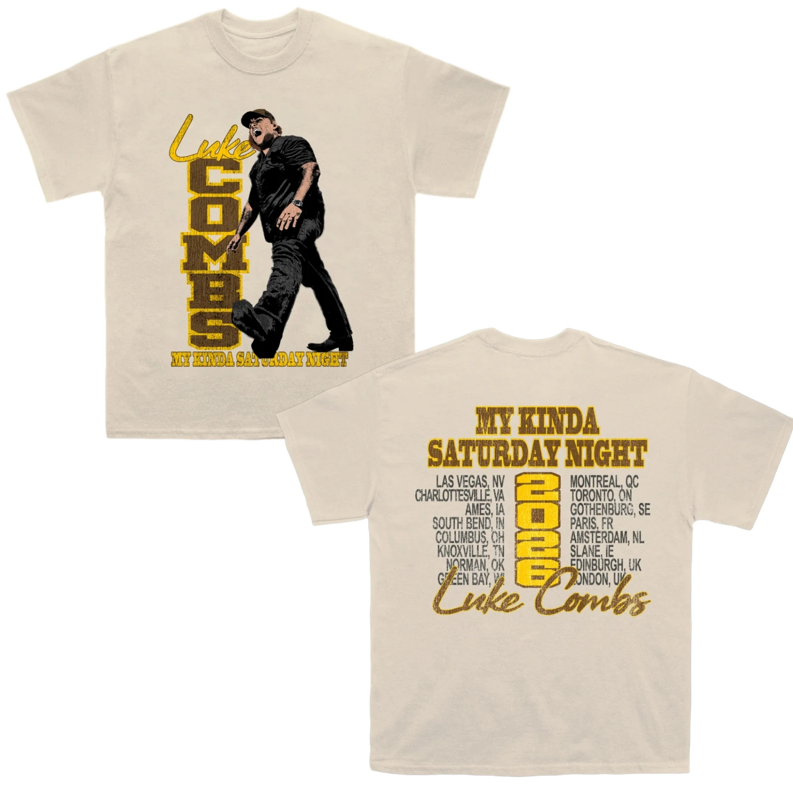 Camiseta de algodón de manga corta para hombre, nueva colección 2026 de Luke Combs TOUR My Kinda Saturday Night, regalo para fans, camiseta popular de verano Y2K