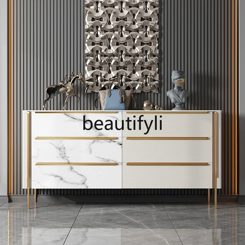 

A26 Light luxury solid wood American rock slab six-bucket cabinet dining side cabinet living room wall storage cabinet