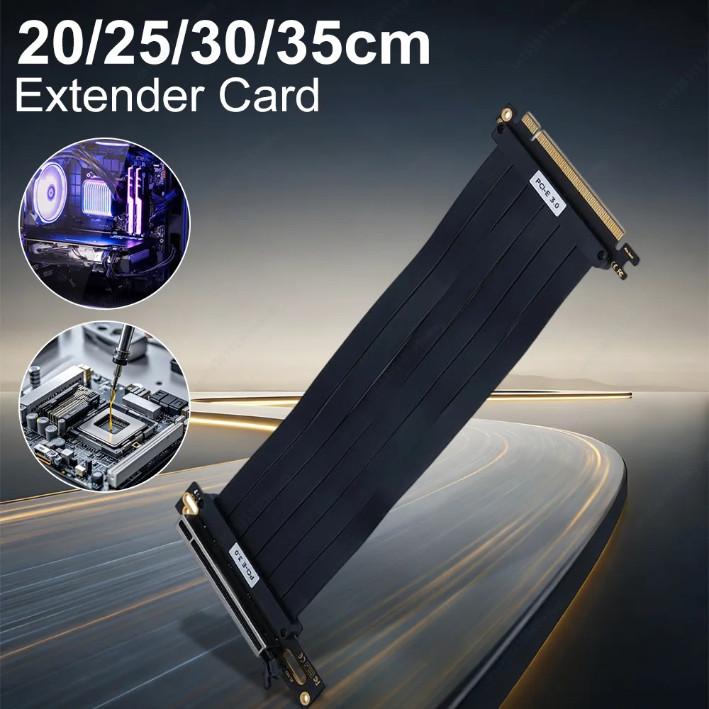 

PCIe 3.0 X16 High Speed Flexible Extender Card GPU Extension Cord PCIE 3.0 Extension Cable Extension Port 90 Degree Adapter