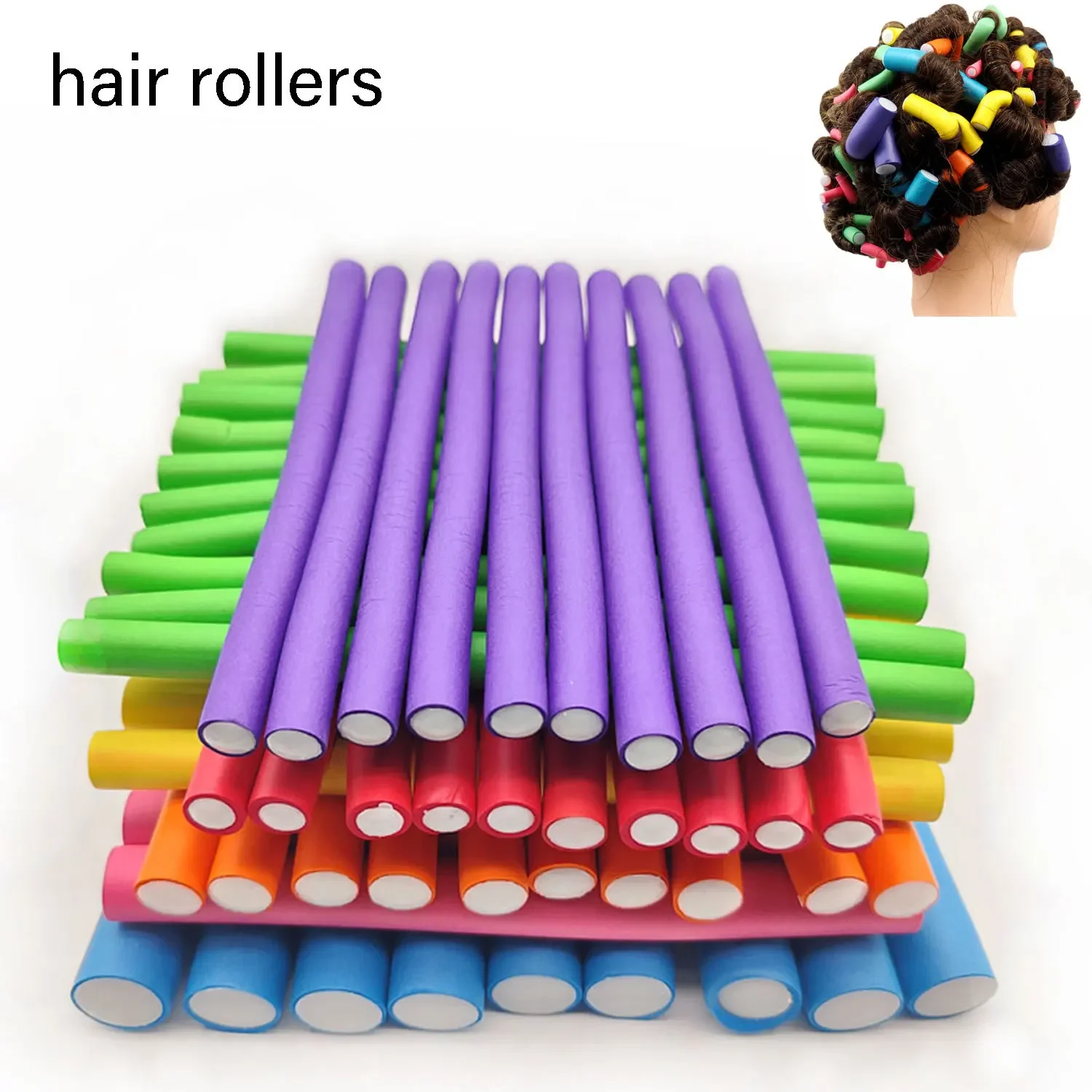 

10pcs Flexible Hair Curling Rod Hair Curler Makers Soft Foam Bendy Twist Curls Flexi Rollers Styling Tools Hair Roller No Heat