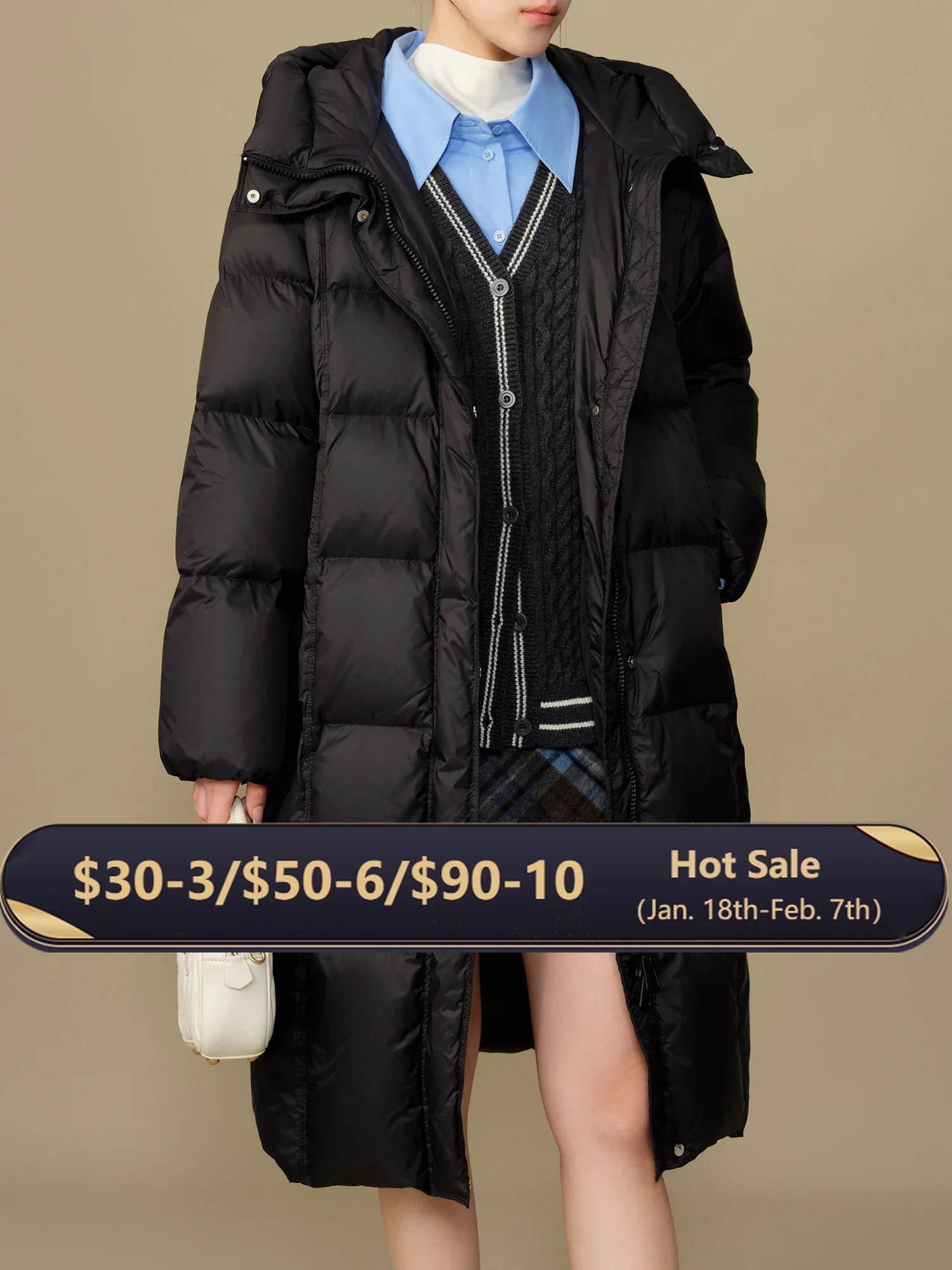 

DUSHU 231G Filling Amount Down Coat Six Color Two Length Down Jacket 2024 Winter New Hooded Dopamine Coat 24DS84049 24DS84053