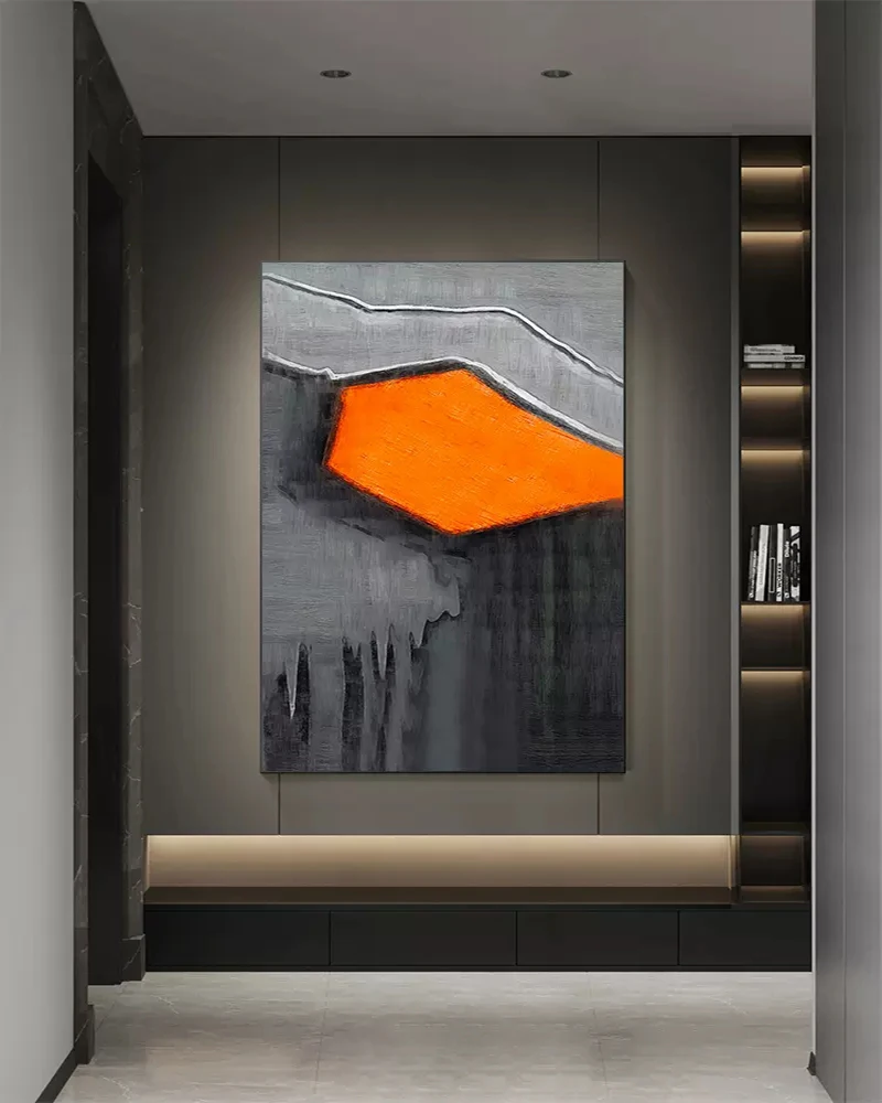 

Большая художественная черно-серая акриловая Палитра с ножом, картина маслом, искусственная абстрактная картина, легкая Картина на холсте, декор комнаты