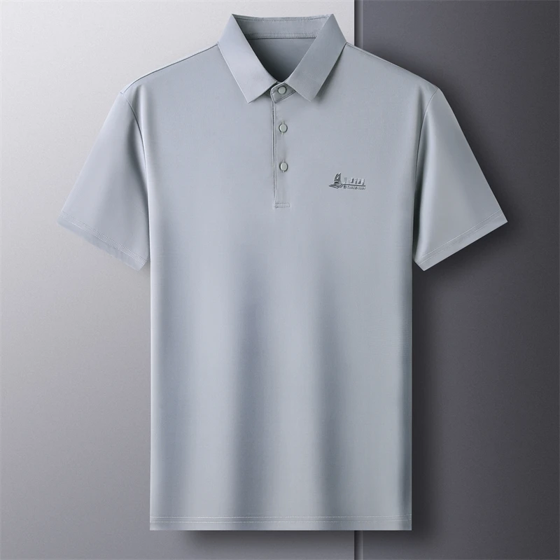 Lässiges Polo-T-Shirt für Herren, kurzärmelig, elastisch, atmungsaktiv, für Business, Büro, Alltag, Sommer, leichte Bluse – Detail 19