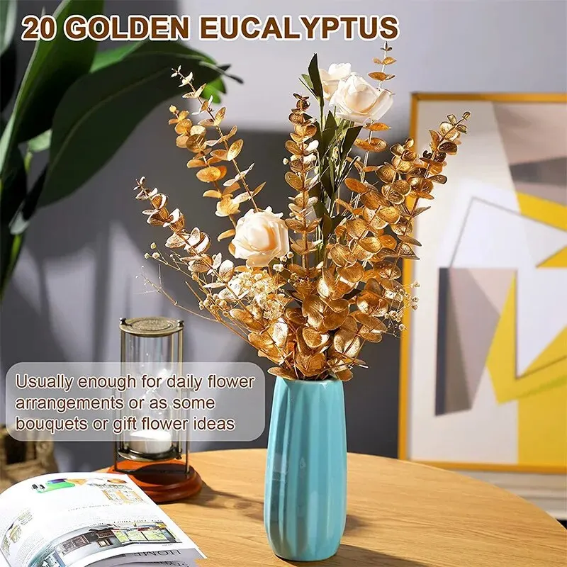 10 Stück Eukalyptus-Stiele, künstliche Eukalyptusblätter für Zuhause, Blumenstrauß, Herzstück, Hochzeitsdekoration, Weihnachtsdekoration – Detail 5