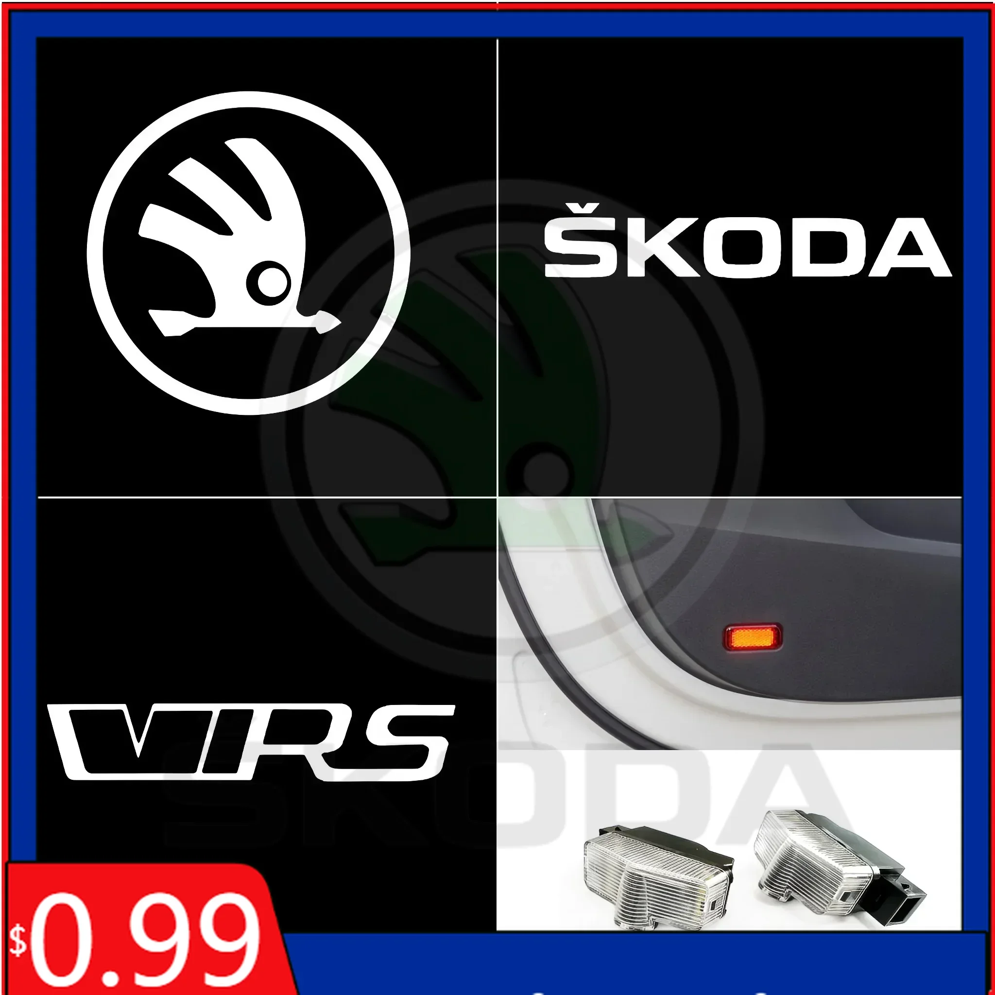 

Car Sticker 2025 New 2x For SKoda Car Led Logo Door Projector Light Octavia A7 YETI Kodiaq Karoq 2016 2017 2018 2019 2020 2021 2
