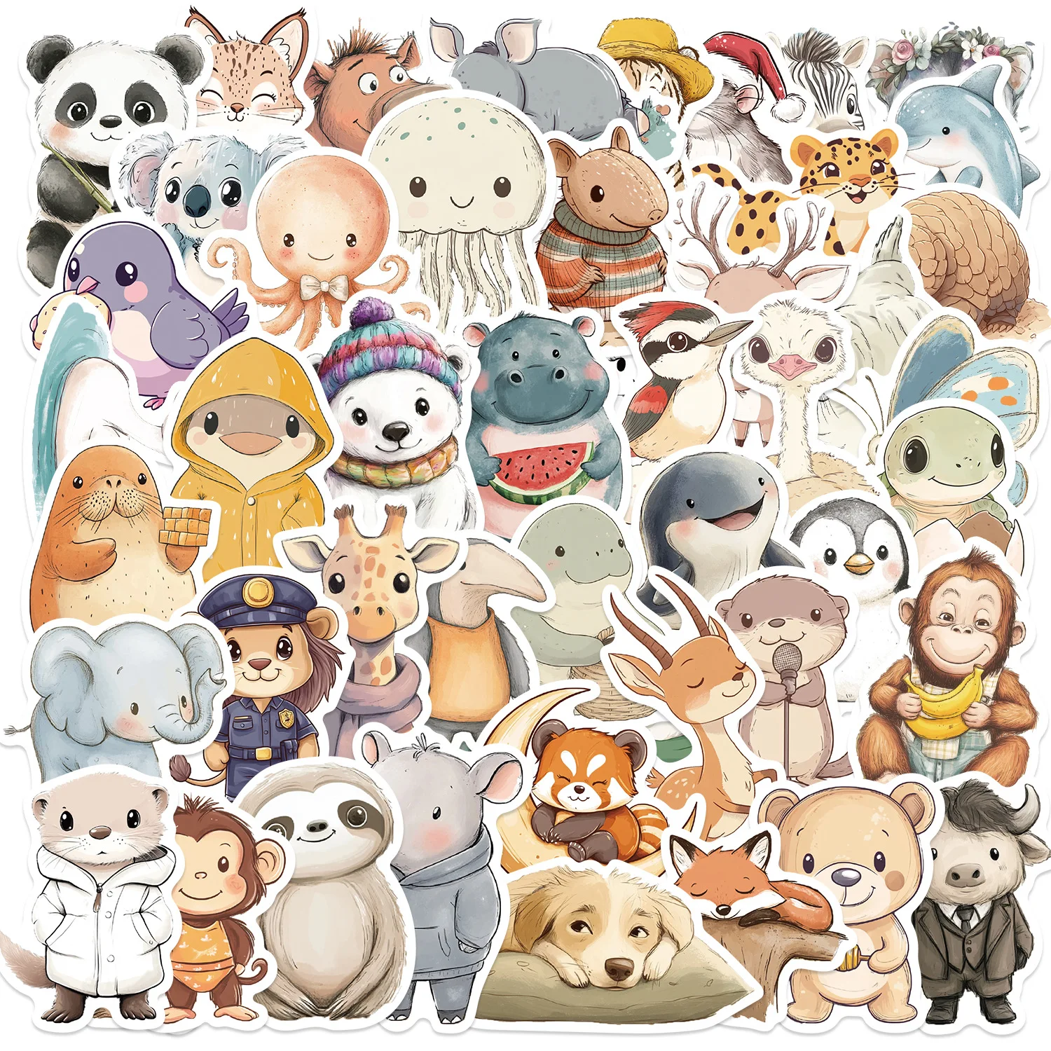 10/50PCS Cartoons Heal animal Graffiti Sticker Scrapbook Decorative Aesthetic Luggage Laptop Phone Guitar Notebook Toys Stickers