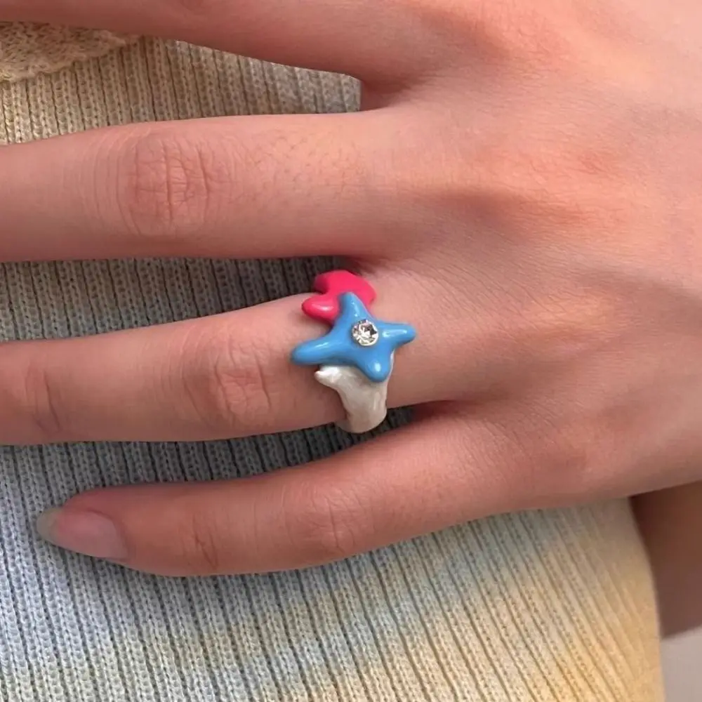 Fashionable Dopamine Glaze Ring Unique All-Ages Opening Finger Ring Macaron Color Adjustable Heart Ring Cute Ring For Girls