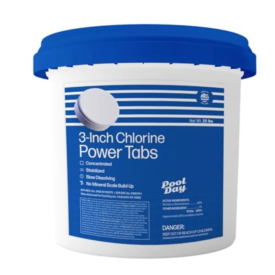 Pestañas eléctricas de cloro de tres pulgadas, 25 libras, 99 Trichlor, fórmula de disolución lenta con protección UV para agua segura y cristalina en la piscina