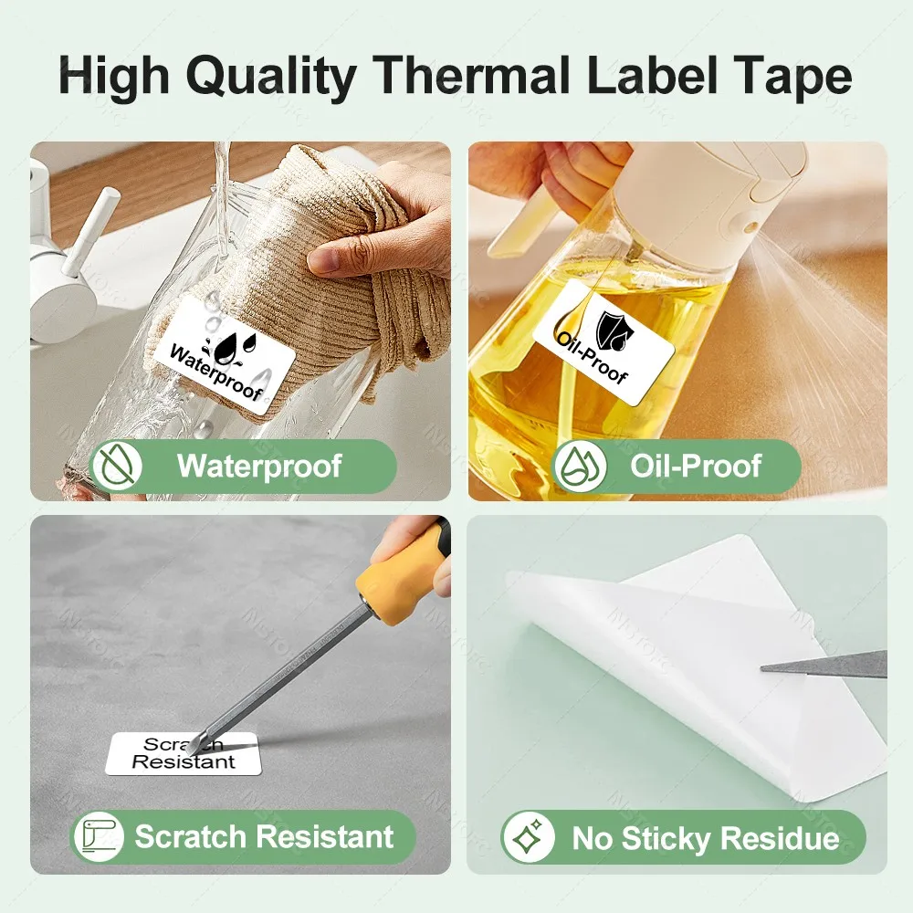 30-50mm White Rould Color Transparent Label Printer Thermal Adhesive Sticker Compatible for Marklife X2 P50 2inch Label Maker