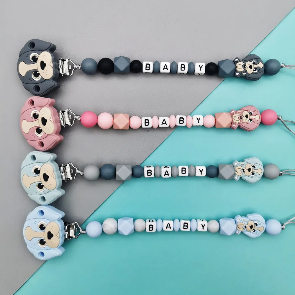 Customized English Russian Letter Name Baby Silicone Pendant Pacifier Clips Chains Chew Teether Baby Pacifier Kawaii Toy Gifts