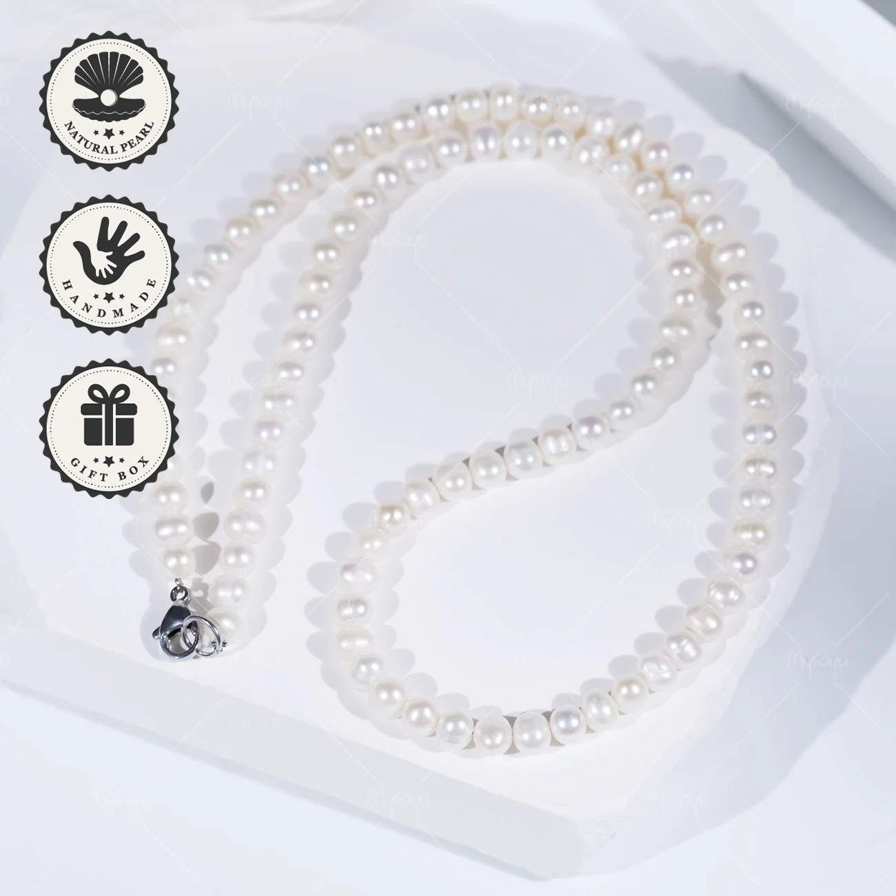 

Длинное ожерелье MYSOYA из белого пресноводного жемчуга 6-7 мм с простой застежкой-карабином, подарок на день рождения, День святого Валентина, подарок на годовщину.