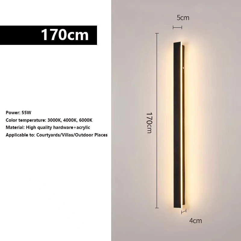 Modern Waterproof Outdoor Wall Lamp LED Long Line Lamp IP65 Aluminum Wall Light Garden Villa Porch Wall Light DC24V AC85V-265V