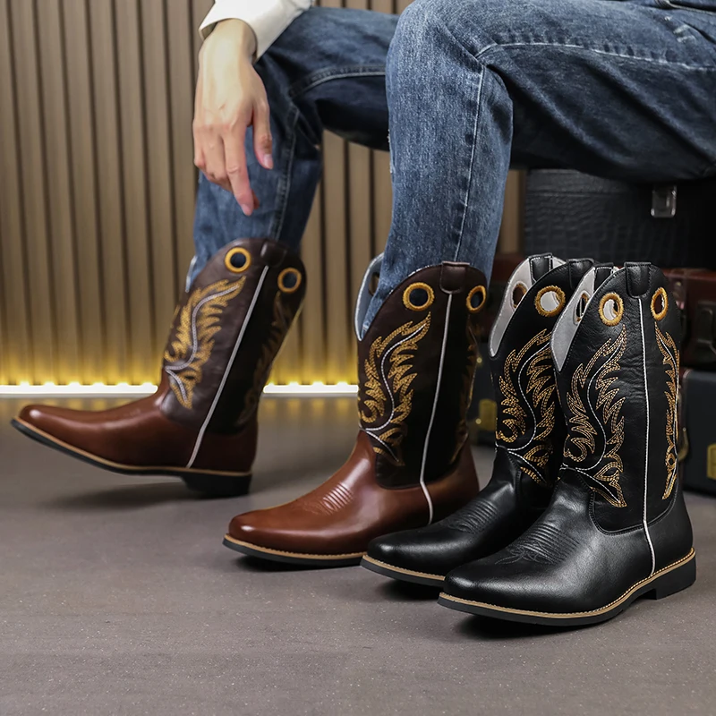 

New Embroidered High Boots for Autumn and Winter Season High-end Western Cowboy Boots European and American Style Knight Boots