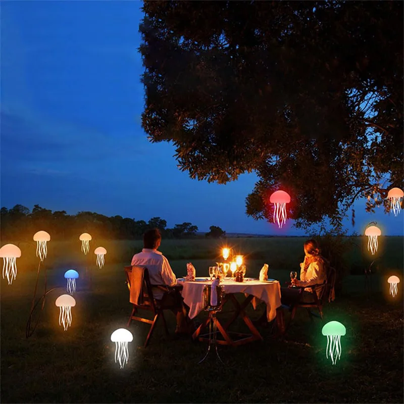 Cartoon Jellyfish Night Light Rgb Gradient Cute Jellyfish Bedside Lamp Voice Control Type-c Charging Led Night Lamp Touch Sensor