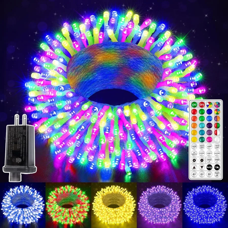

RGB July 4th Lights 200 LEDs 66 FT 130 Modes Color Changing Connectable Independence Day Lights with Remote Timer and Waterproo