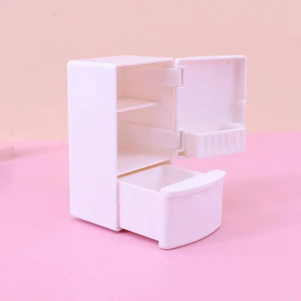 

Classic Dollhouse Miniature Fridge White Kids Toy Mini Kitchen Refrigerator Toys Mini Pink Dollhouse Freezer Model