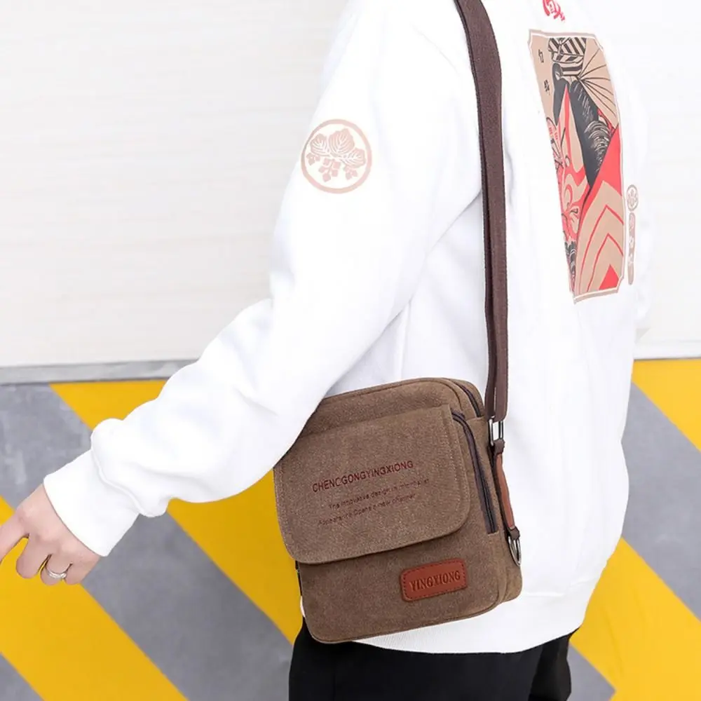 Canvas Shoulder Bags Fashion Small Maillard Crossbody Bag Large Capacity Letters Luggage Bag For Men Boy