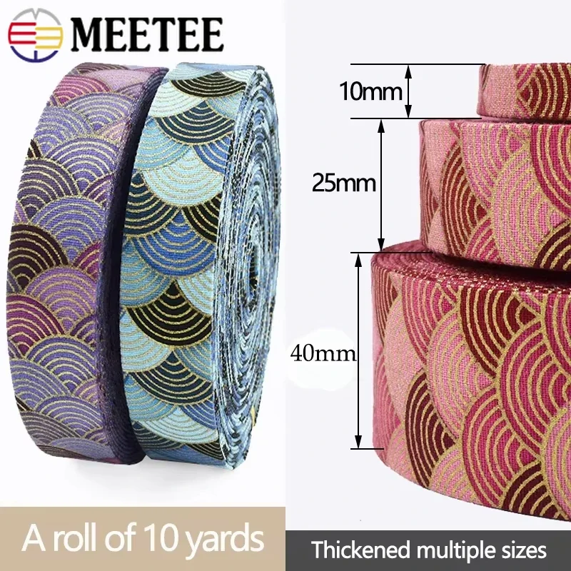 

5Yards Meetee 10-40mm Printed Jacquard Webbing Tape for Bag Strap Clothes Belt Decoration Lace Ribbon Headwear Bow Sewing Crafts