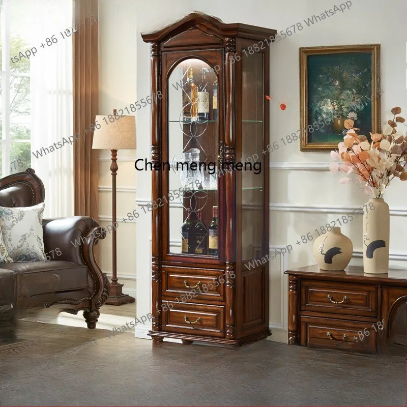 

wine cabinet against the wall living room retro TV side single door vertical cabinet European wine display cabinet household