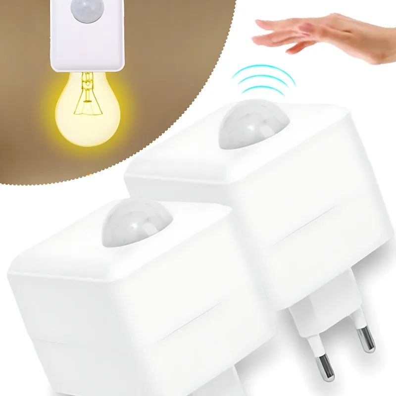 

EU/US Plug E27 Screw Bulb Base Intelligent Delay Wall Plug-in LED Human Body Infrared Sensor Lamp Holder E27 Screw Bulb Adapter