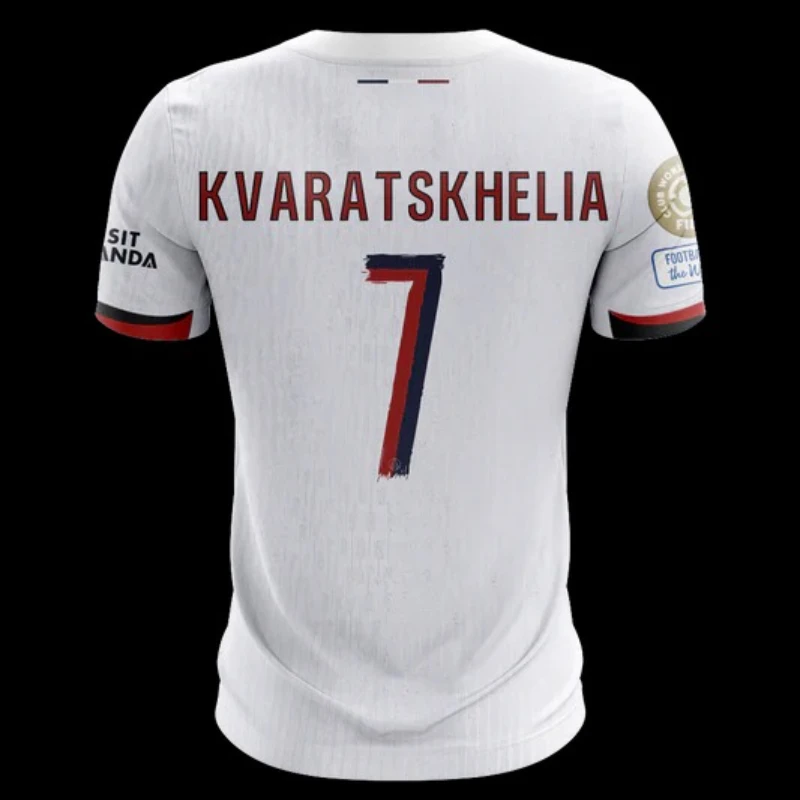 Top Hakimi & Doué & Karatskhelia & Marquinhos & Vitinha Jersey Camiseta de fútbol 3D de manga corta para niños jóvenes Entrenamiento al aire libre Fútbol