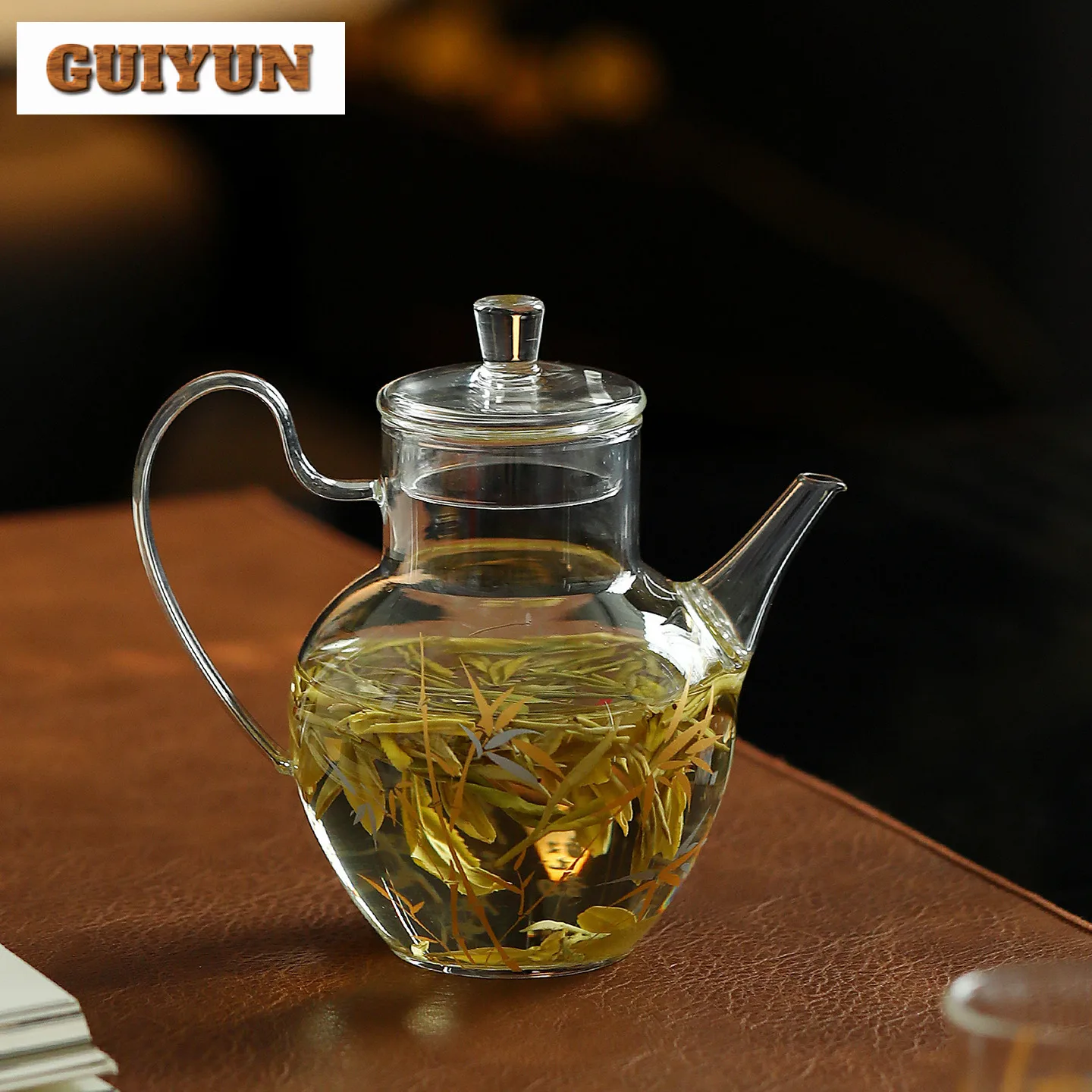 210 مللي الذهب والفضة الخيزران إبريق شاي زجاجي العتيقة الشاي Infuser وعاء صانع الشاي غلاية مع ثقب الكرة Dahongpao عناصر الشاي الحلي