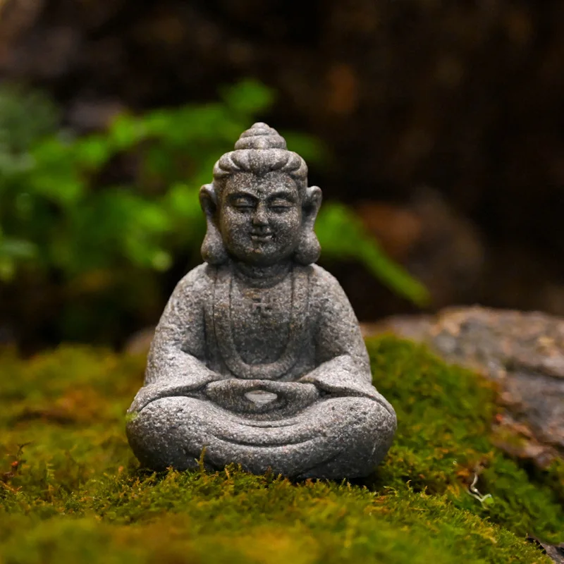 DSA Chinese micro-landscape imitation bluestone Buddha statue ornament garden rockery bonsai fish tank resin small  landscaping