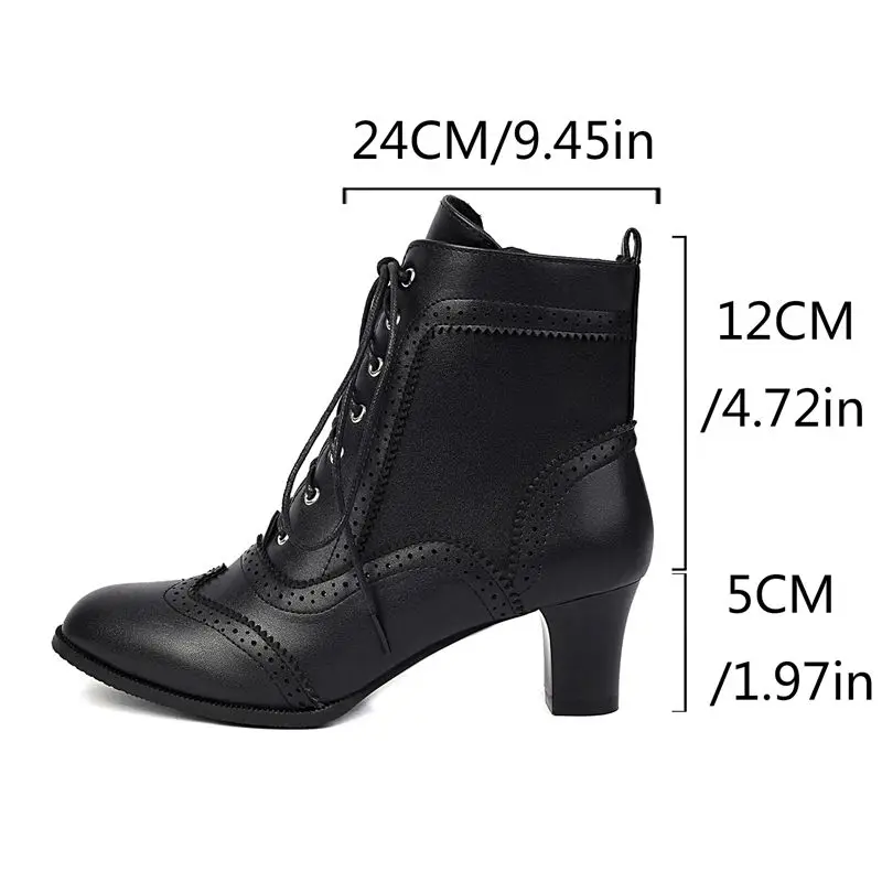 

SIMLOVEYO 2025 Модные женские ботинки с круглым носком на массивном каблуке 5 см на молнии на шнуровке Большой размер 46 47 48 Женские ботильоны для отдыха и свиданий