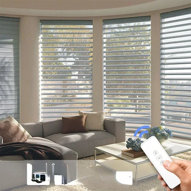 Sell like hot cakes motorized shangri-la blinds top sale automatic Triple blind electric shangri-la shade for window