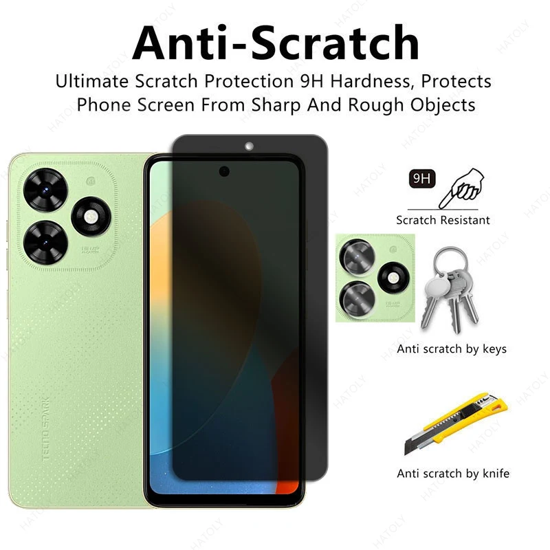 Privacy Screen Protector For Tecno Spark Go 2024 Anti-spy Glass For Tecno Spark Go 2024 Camera Protector For Tecno Spark Go 2024