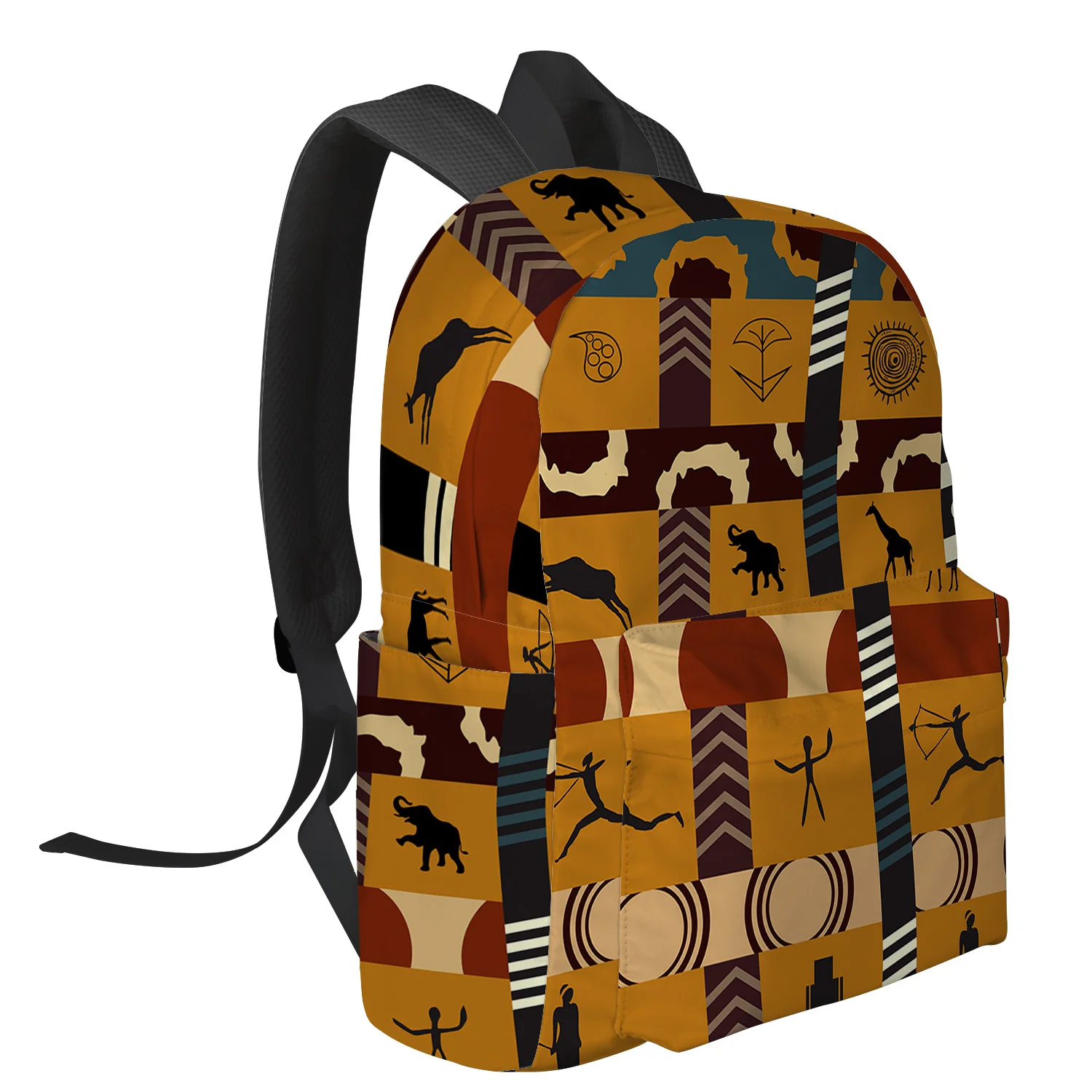 African Style Tribal Culture Elephant Giraffe Backpacks Custom School Bags Laptop Backpack Men Women Female Travel Mochila