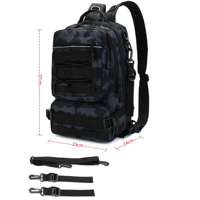 Fishing Tackle Backpack Storage Bag Men Outdoor Shoulder Fishing Lure Gear Bags with Rod Pole Holder Camping Hunting Hiking Pack