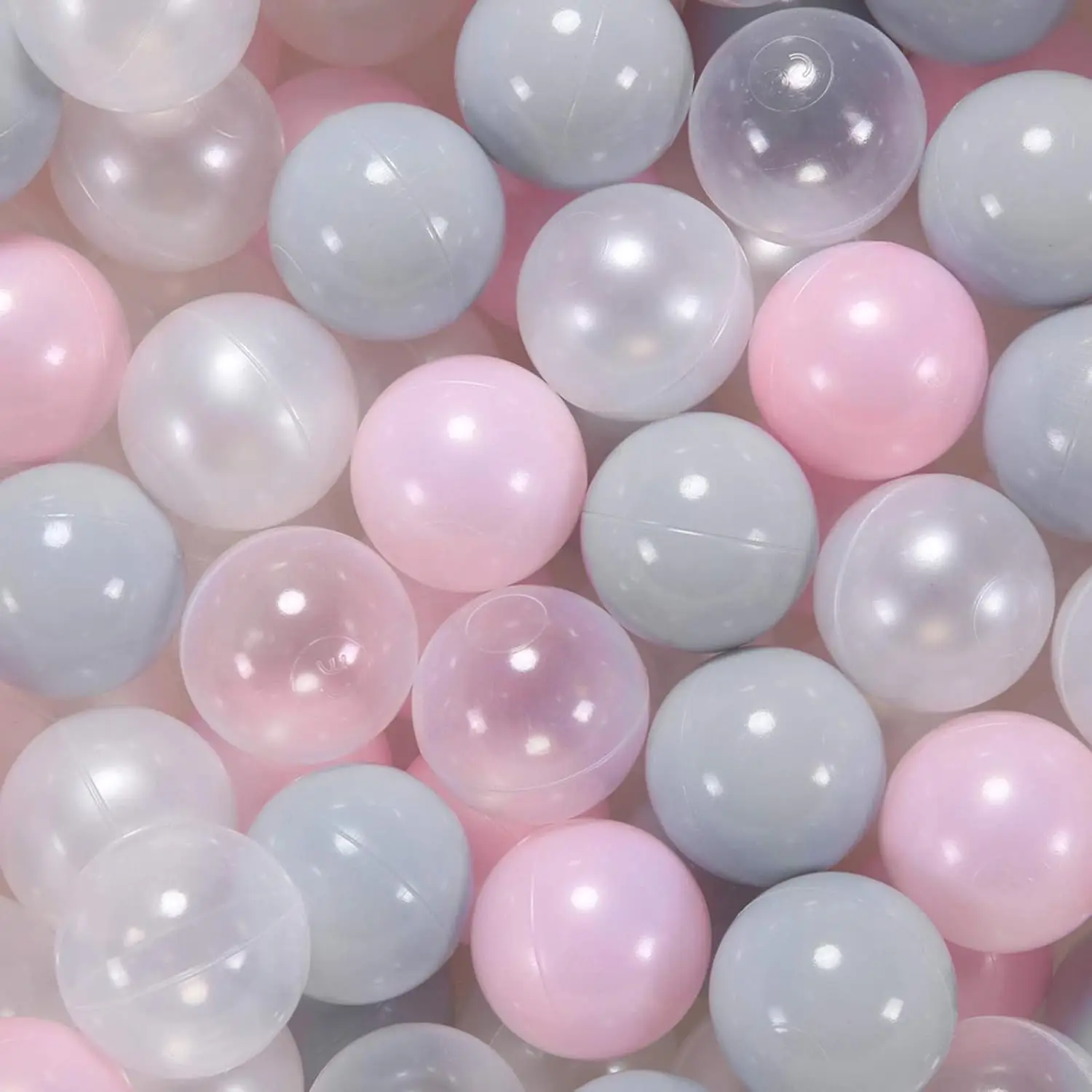 Bolas de plástico para niños pequeños, parque infantil, piscina, rosa, blanco, gay y transparente, 100 bolas