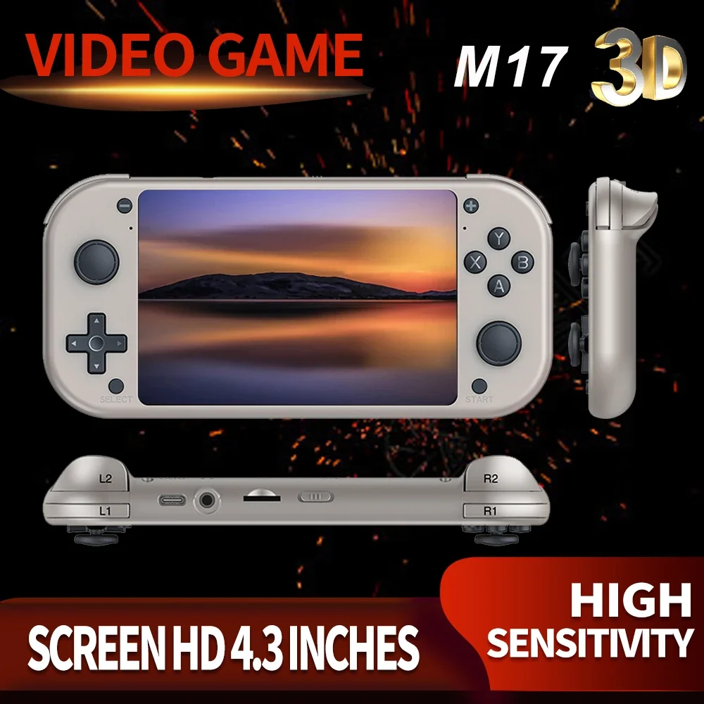 BOYHOM M17 Retro Handheld Video Game Console Open Source Linux System 4.3 Inch IPS Screen Portable Pocket Video Player 64GB/128G 