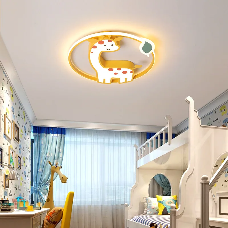 Nordic giraffe ceiling light Bedroom Cartoon remote ceiling lights Nordic Bedroom kawaii room decor Girl children room light