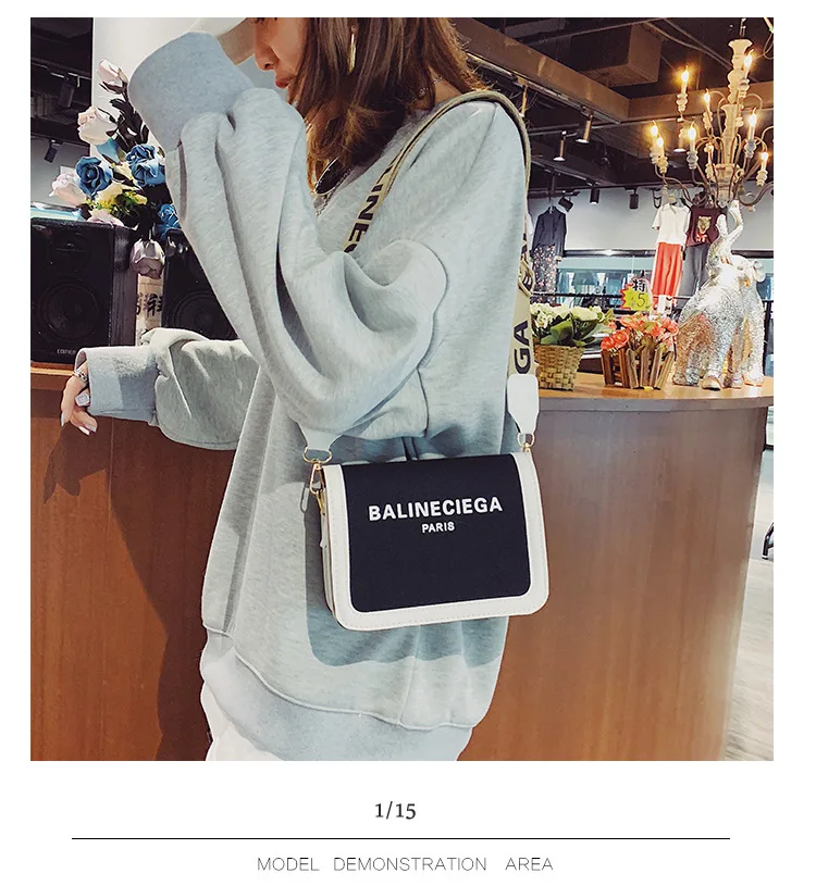 Women shoulder bag Fashion Wide Strap Shoulder Ladies Handbags Portable Canvas Square Messenger Bags Versatile Crossbody Bag