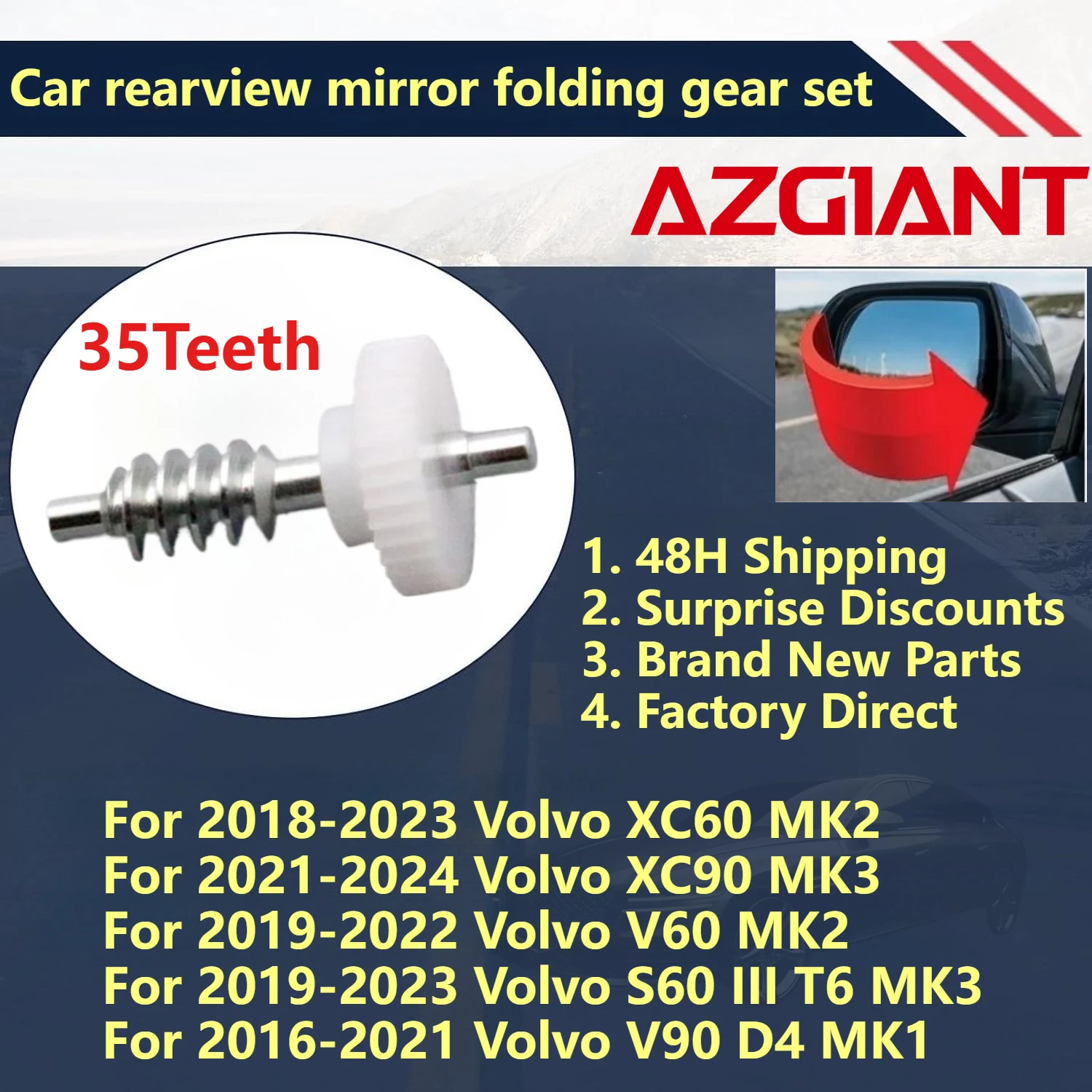 

For Volvo XC60 MK2 2018-2023/XC90 MK3 2021-2024/V60 MK2 2019-2022/S60 III T6 Car rearview mirror folding gear set New parts OEM