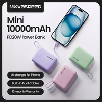 MOVESPEED Q10Plus 20W Power Bank 10000mAh Portable External Battery with Cable Fast Charge Mini Powerbank for iPhone 16 Samsung