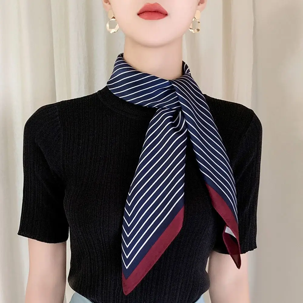 

Silk Scarf Headband French Collocation Clothing Accessories Striped Printed Scarf Female Shawl Korean Style Scarves Silk Scarf